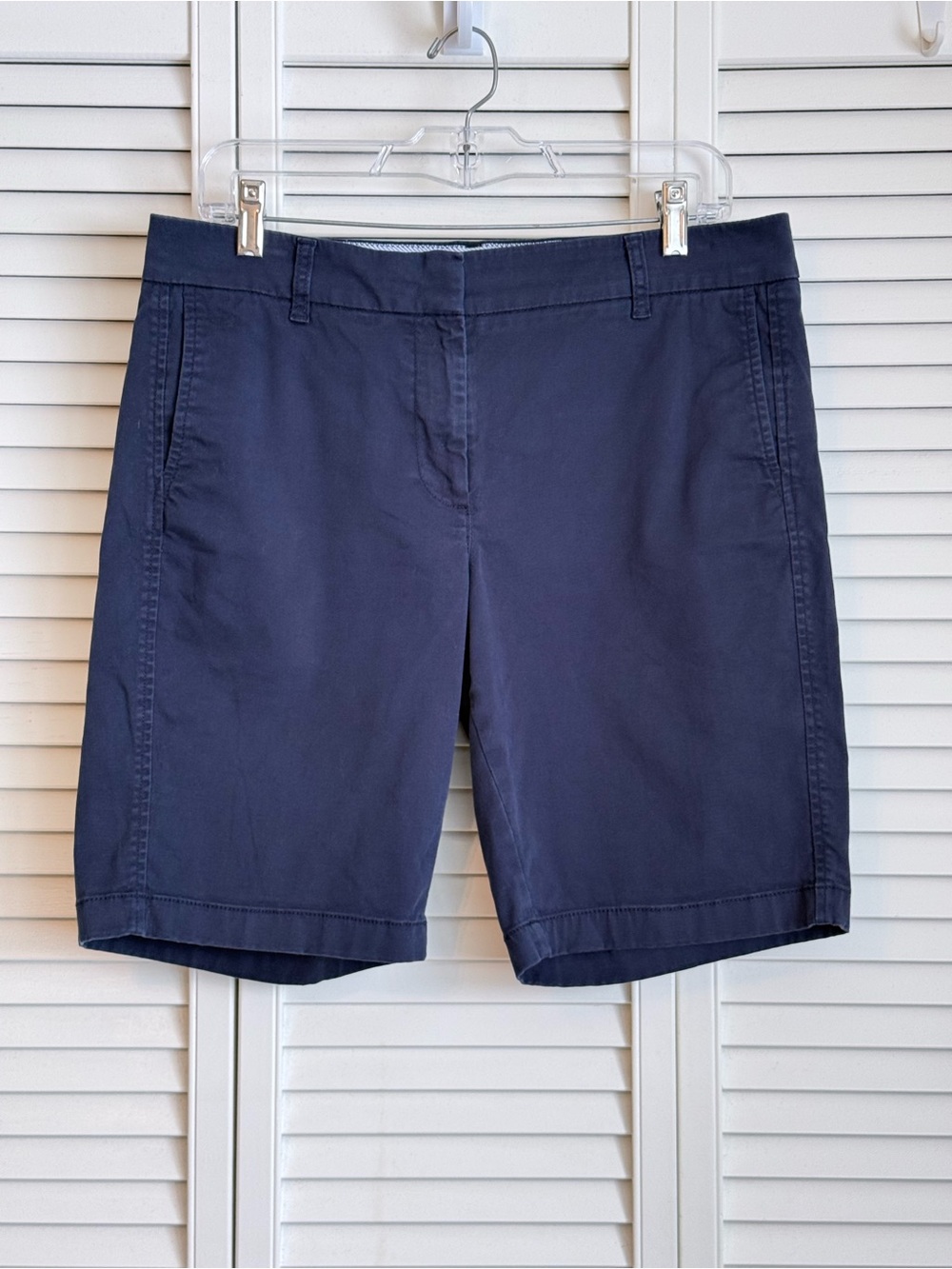 J Crew Re-Imagined Shorts Women's Navy Blue Chino Bermuda 9" Inseam Size 10